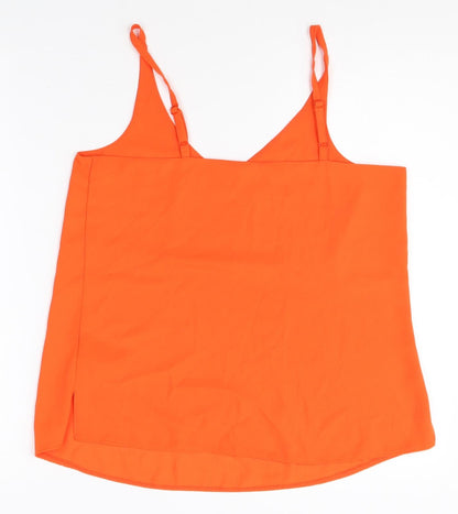 F&F Womens Orange Polyester Basic Tank Size 8 V-Neck