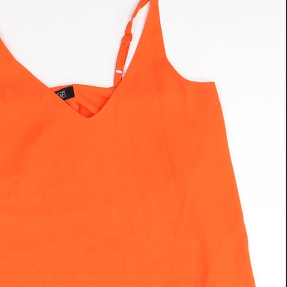 F&F Womens Orange Polyester Basic Tank Size 8 V-Neck