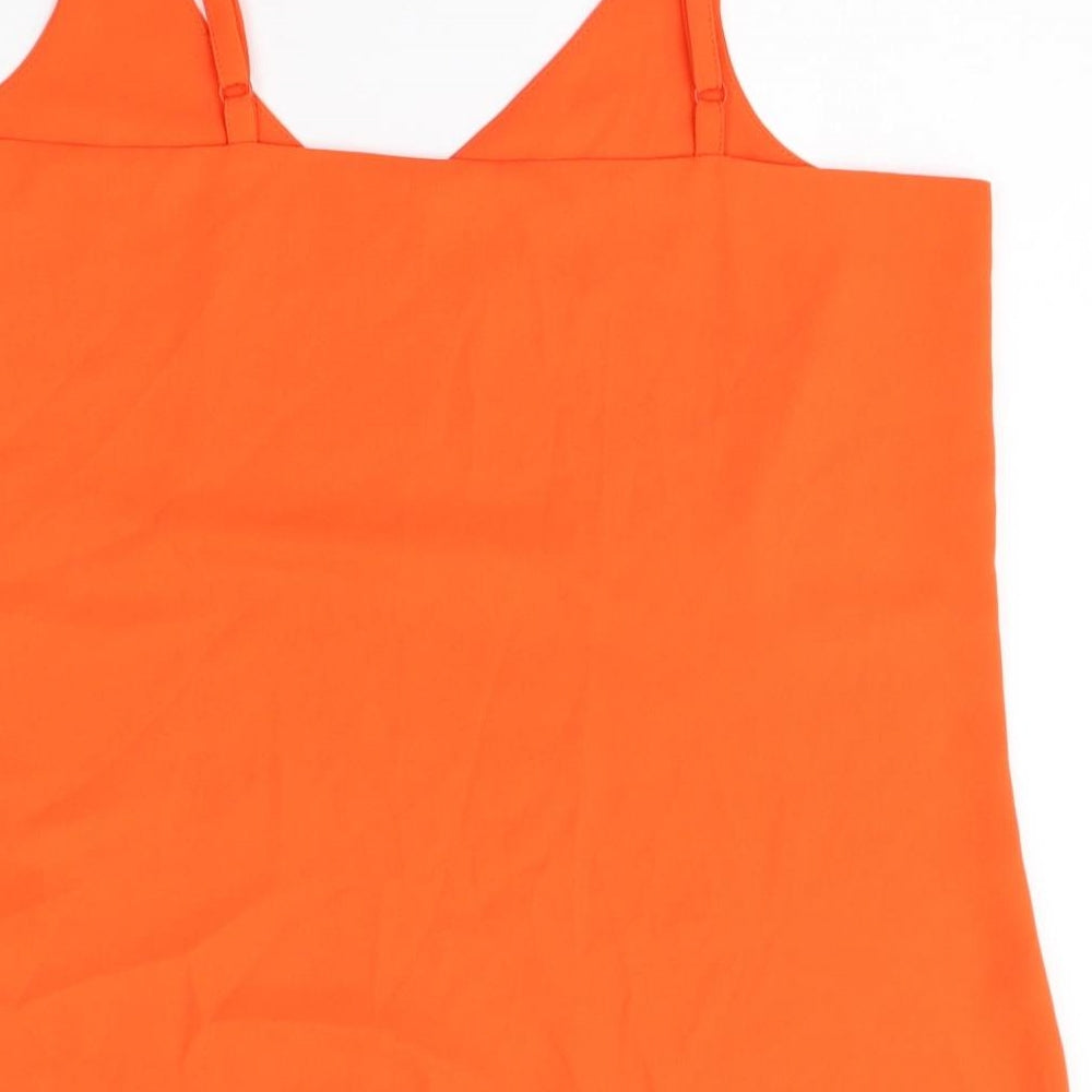 F&F Womens Orange Polyester Basic Tank Size 8 V-Neck