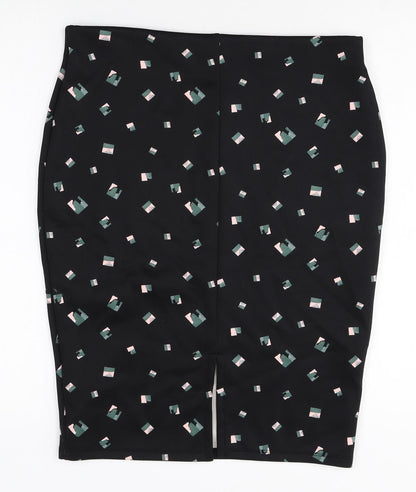 Marks and Spencer Womens Black Geometric Polyester Straight & Pencil Skirt Size 14