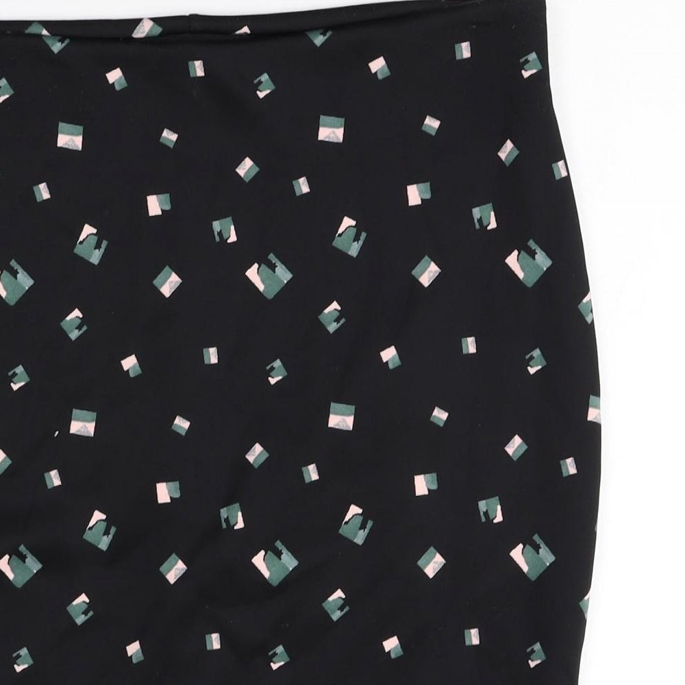 Marks and Spencer Womens Black Geometric Polyester Straight & Pencil Skirt Size 14