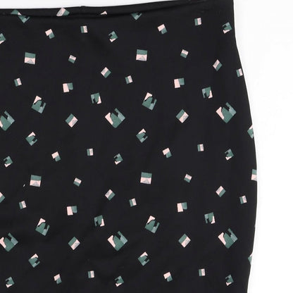Marks and Spencer Womens Black Geometric Polyester Straight & Pencil Skirt Size 14