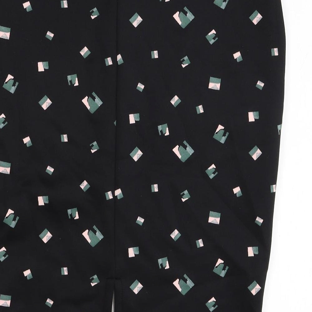 Marks and Spencer Womens Black Geometric Polyester Straight & Pencil Skirt Size 14