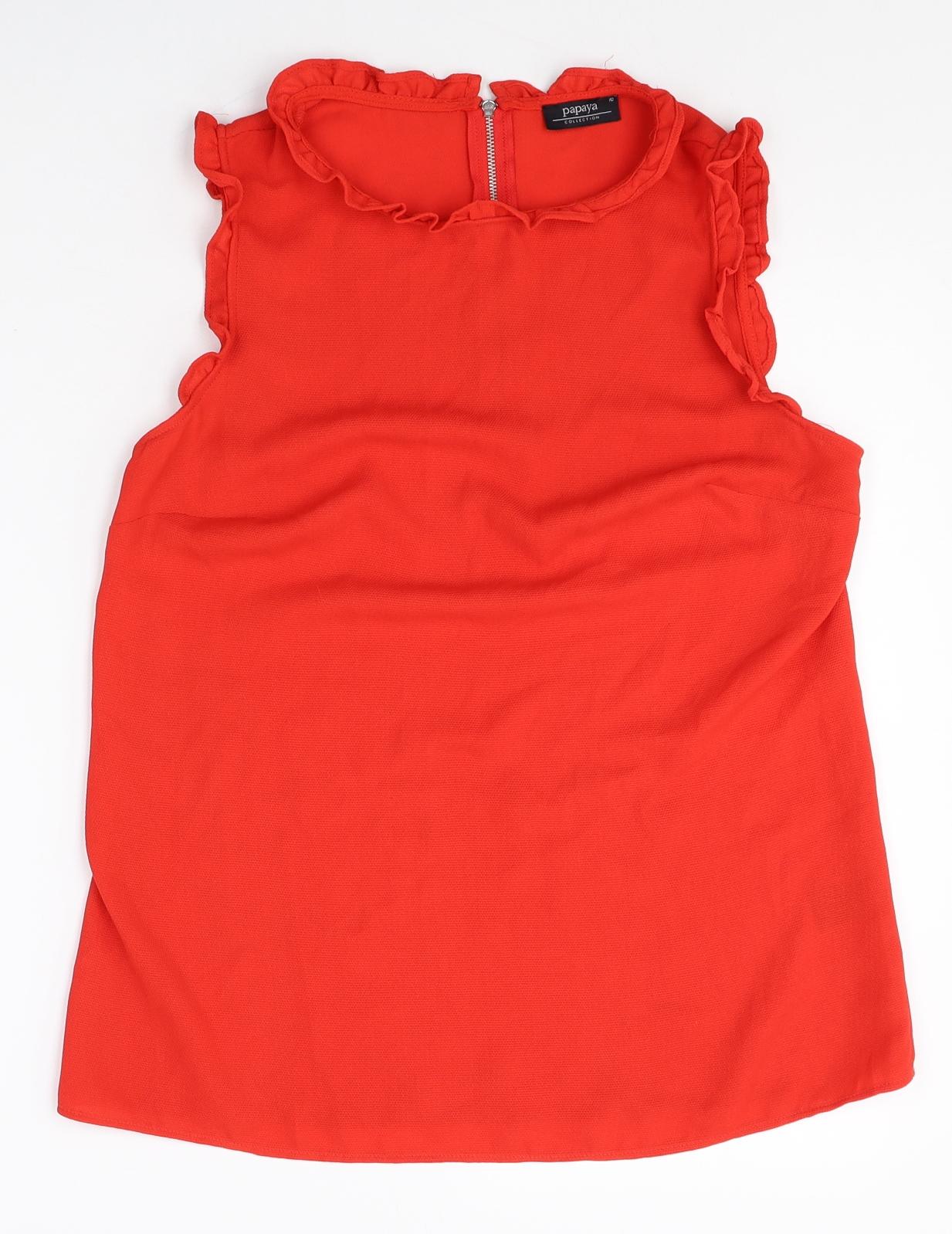 Womens UK Size 10 Papaya Red Basic Tank