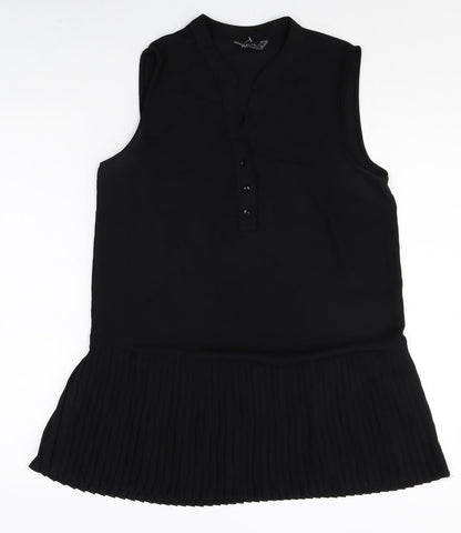 Papaya Womens Black Polyester Shift Size 8 V-Neck Button