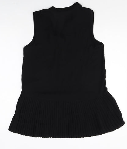 Papaya Womens Black Polyester Shift Size 8 V-Neck Button