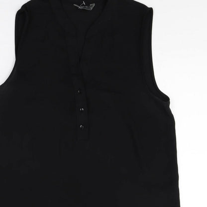 Papaya Womens Black Polyester Shift Size 8 V-Neck Button