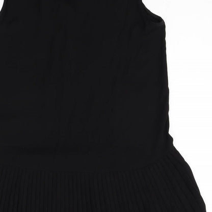 Papaya Womens Black Polyester Shift Size 8 V-Neck Button