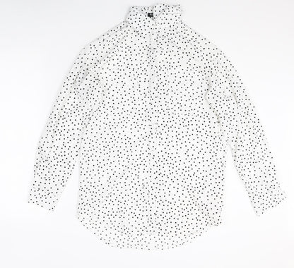 Nasty Gal Womens White Polka Dot Polyester Basic Button-Up Size S Collared