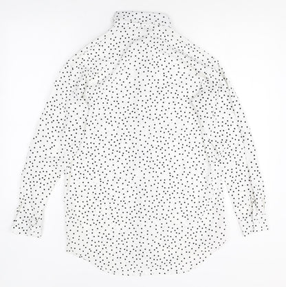 Nasty Gal Womens White Polka Dot Polyester Basic Button-Up Size S Collared