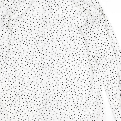 Nasty Gal Womens White Polka Dot Polyester Basic Button-Up Size S Collared