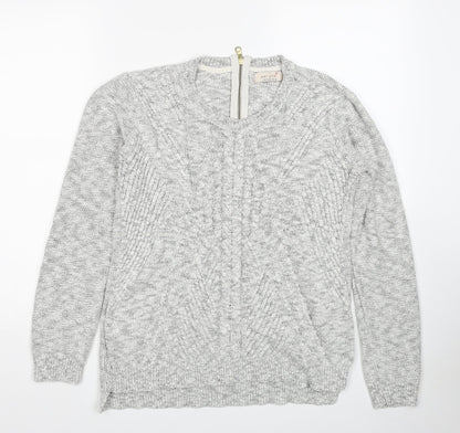 Marks and Spencer Womens Grey Round Neck Cotton Pullover Jumper Size 12