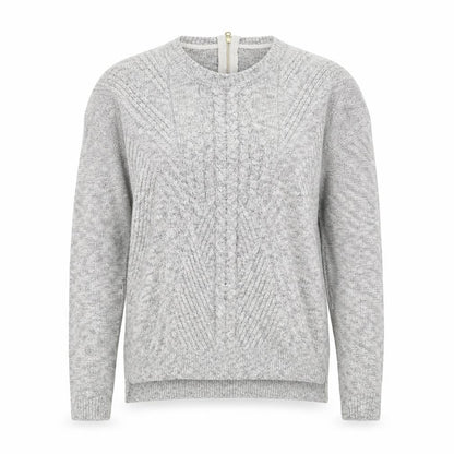 Marks and Spencer Womens Grey Round Neck Cotton Pullover Jumper Size 12