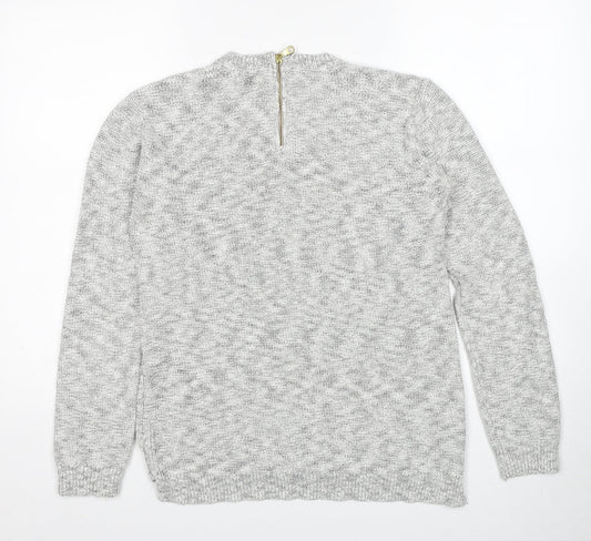 Marks and Spencer Womens Grey Round Neck Cotton Pullover Jumper Size 12