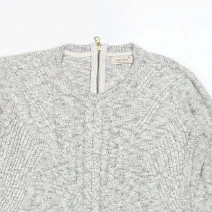 Marks and Spencer Womens Grey Round Neck Cotton Pullover Jumper Size 12