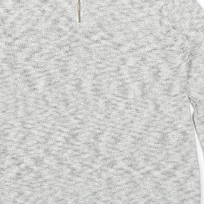 Marks and Spencer Womens Grey Round Neck Cotton Pullover Jumper Size 12