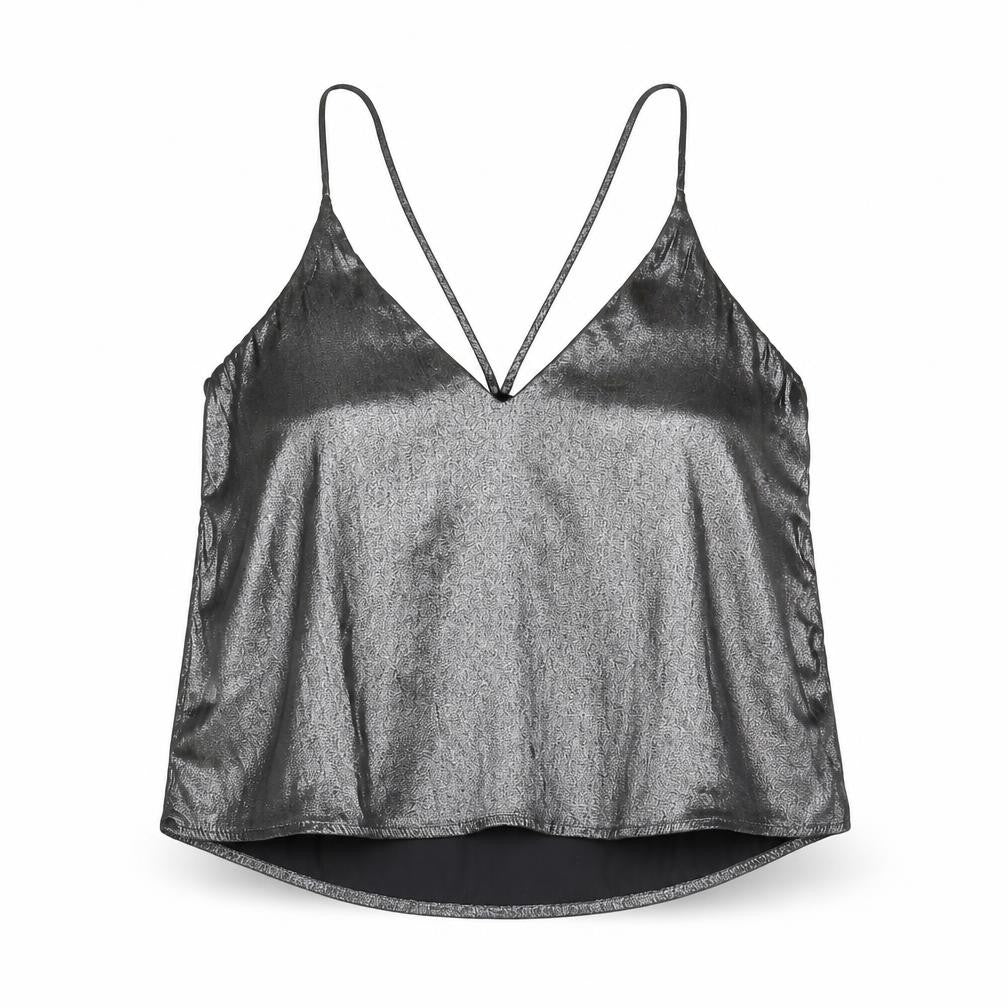 Womens UK Size XS Sparkle & Fade Silver Camisole Tank