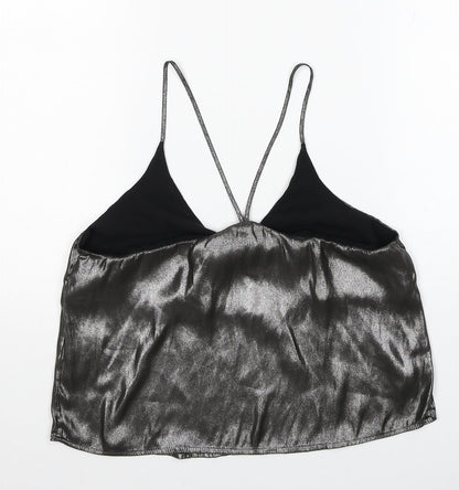 Womens UK Size XS Sparkle & Fade Silver Camisole Tank