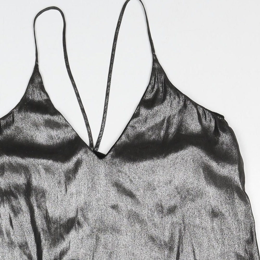 Womens UK Size XS Sparkle & Fade Silver Camisole Tank