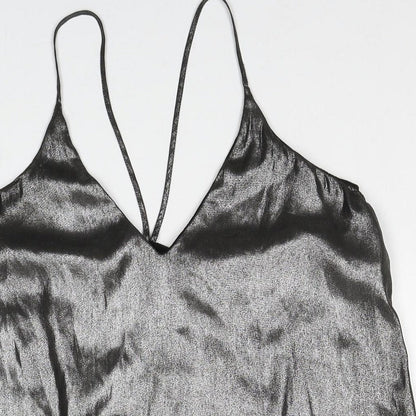 Womens UK Size XS Sparkle & Fade Silver Camisole Tank
