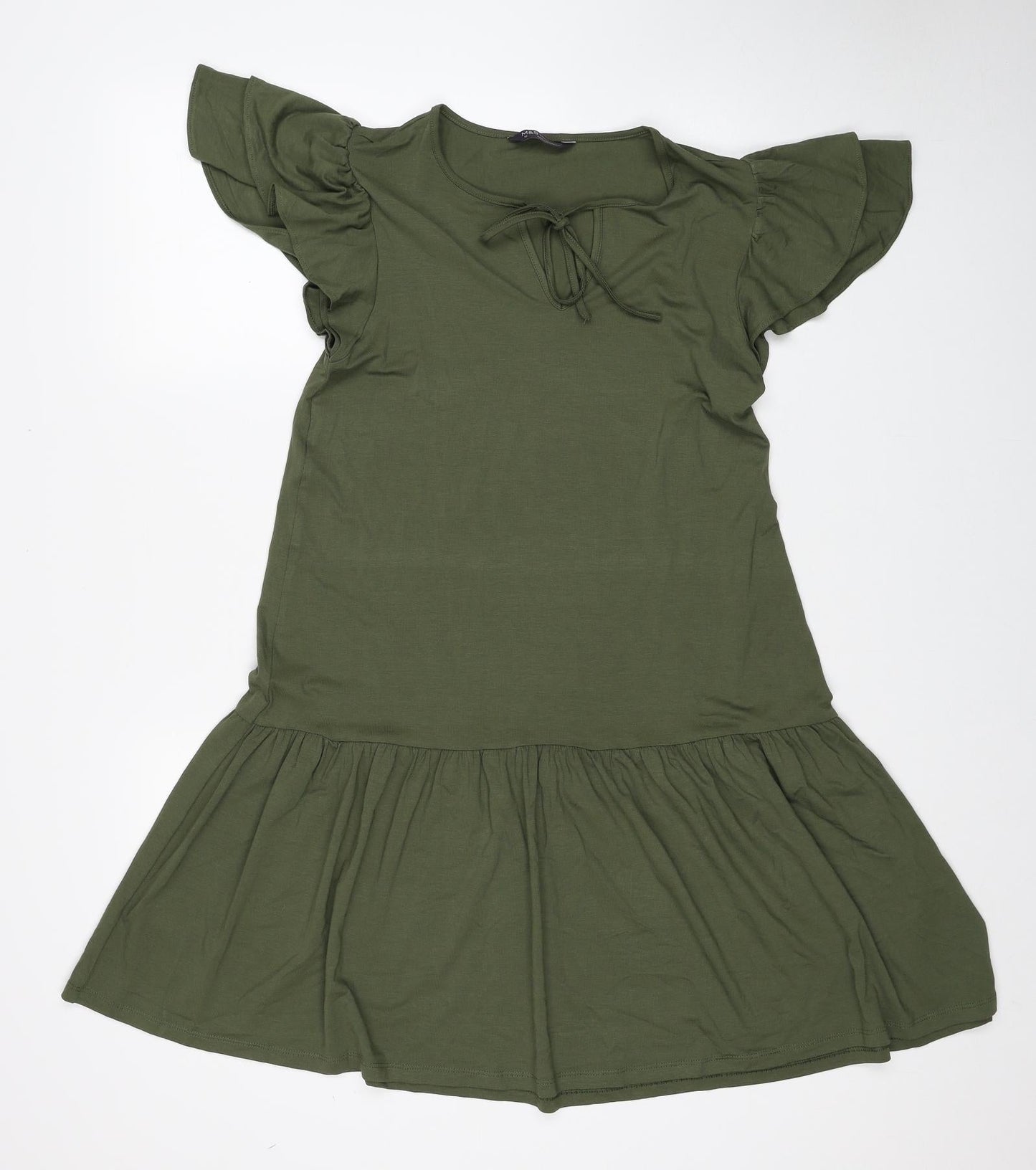 Marks and Spencer Womens Green Viscose A-Line Size 10 V-Neck Pullover