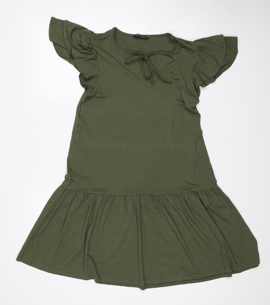 Marks and Spencer Womens Green Viscose A-Line Size 10 V-Neck Pullover