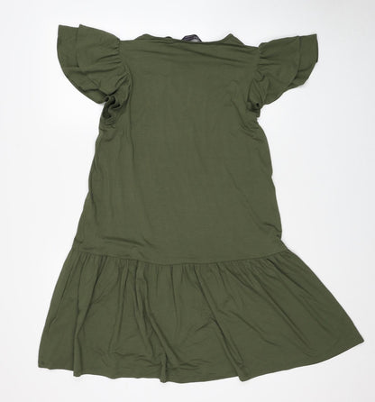 Marks and Spencer Womens Green Viscose A-Line Size 10 V-Neck Pullover
