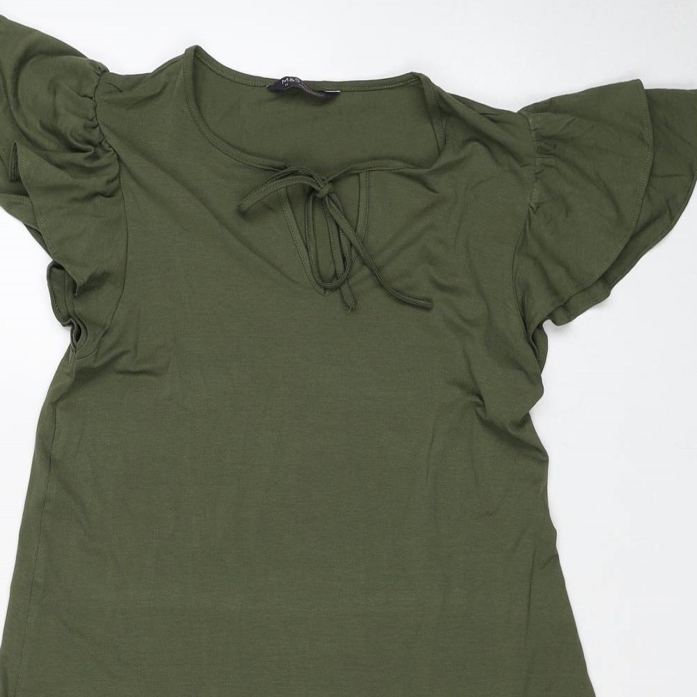 Marks and Spencer Womens Green Viscose A-Line Size 10 V-Neck Pullover