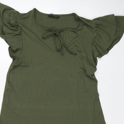 Marks and Spencer Womens Green Viscose A-Line Size 10 V-Neck Pullover