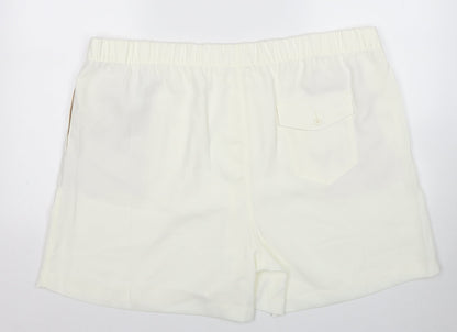 Marks and Spencer Womens White Polyester Mom Shorts Size 24 Regular Pull On