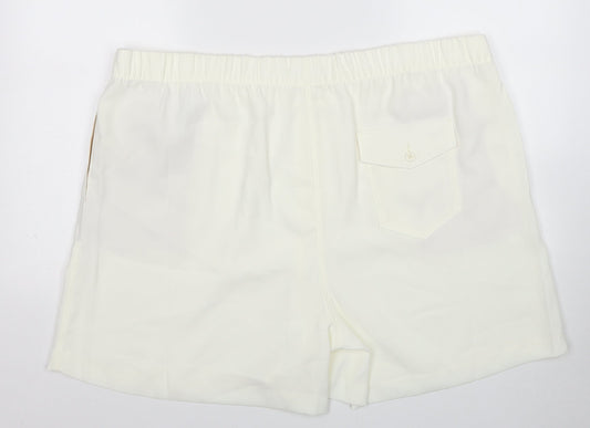 Marks and Spencer Womens White Polyester Mom Shorts Size 24 Regular Pull On