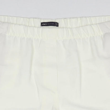 Marks and Spencer Womens White Polyester Mom Shorts Size 24 Regular Pull On