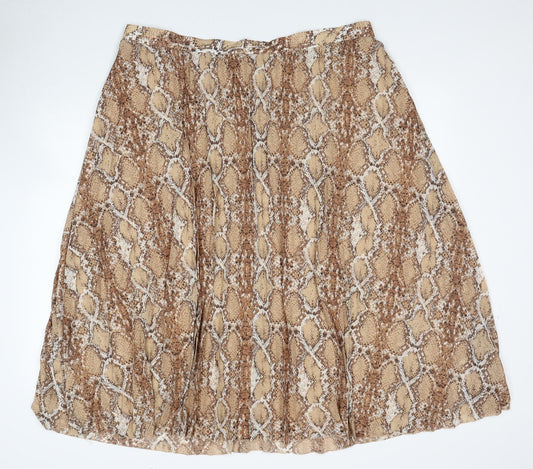 Marks and Spencer Womens Brown Animal Print Polyester Swing Skirt Size 18 - Snakeskin Pattern