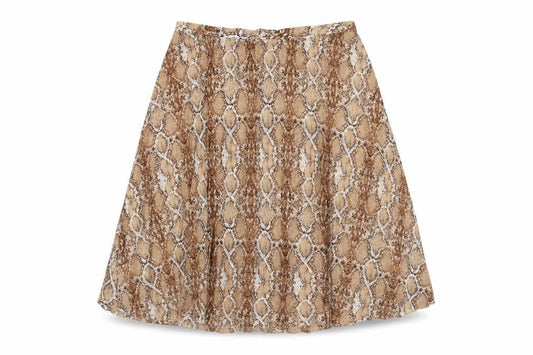 Marks and Spencer Womens Brown Animal Print Polyester Swing Skirt Size 18 - Snakeskin Pattern