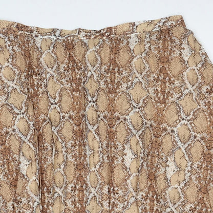 Marks and Spencer Womens Brown Animal Print Polyester Swing Skirt Size 18 - Snakeskin Pattern