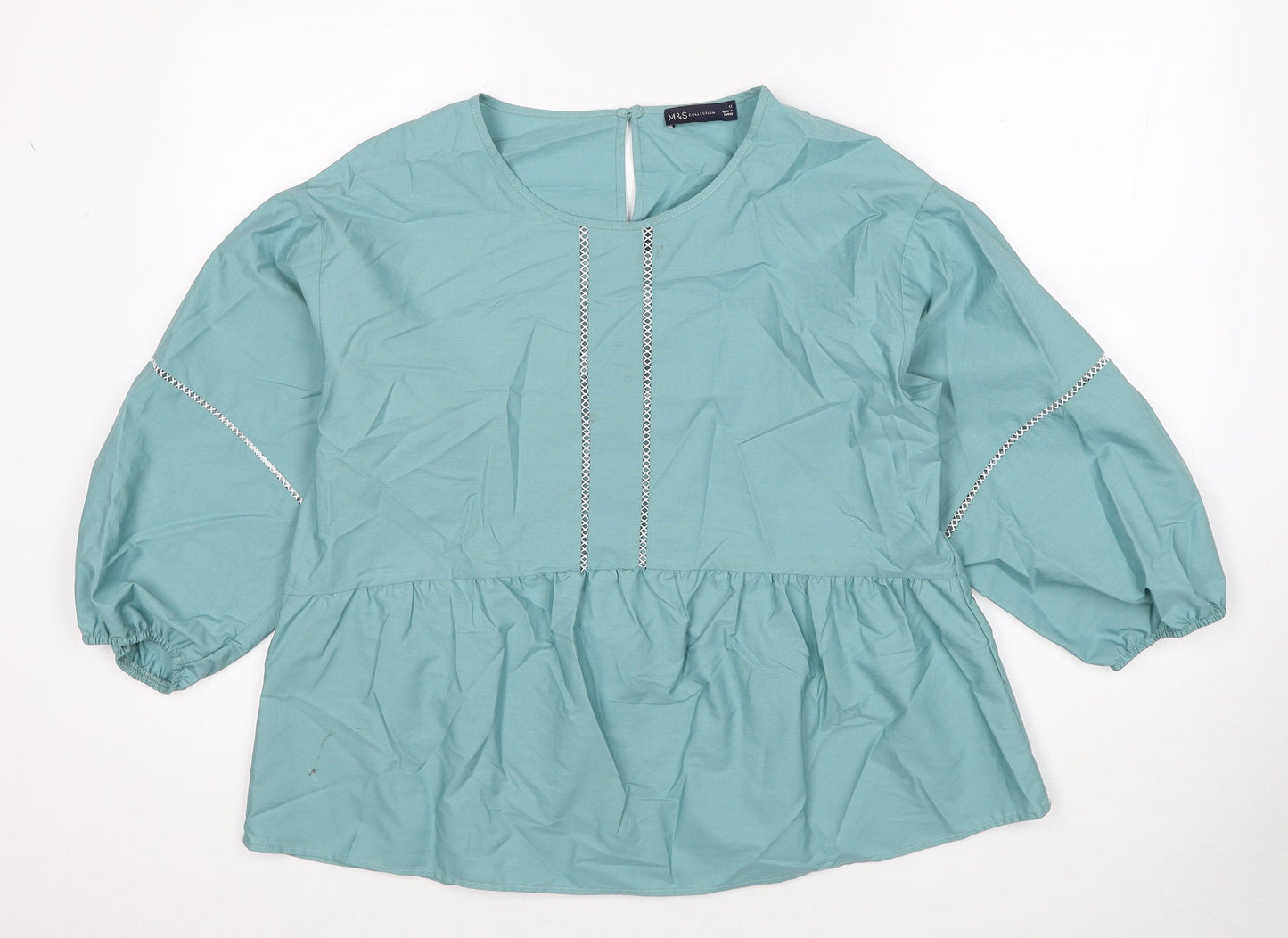 Womens UK Size 12 Marks and Spencer Blue Basic Blouse