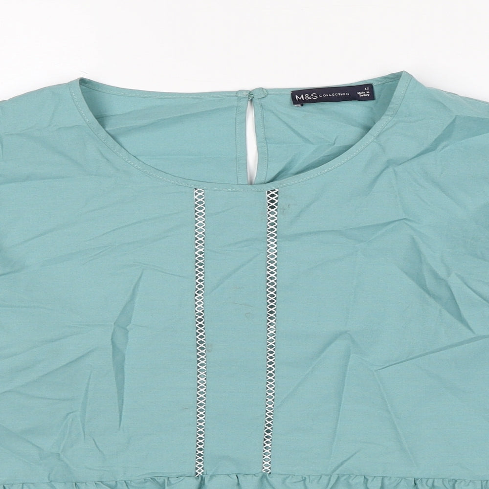 Womens UK Size 12 Marks and Spencer Blue Basic Blouse