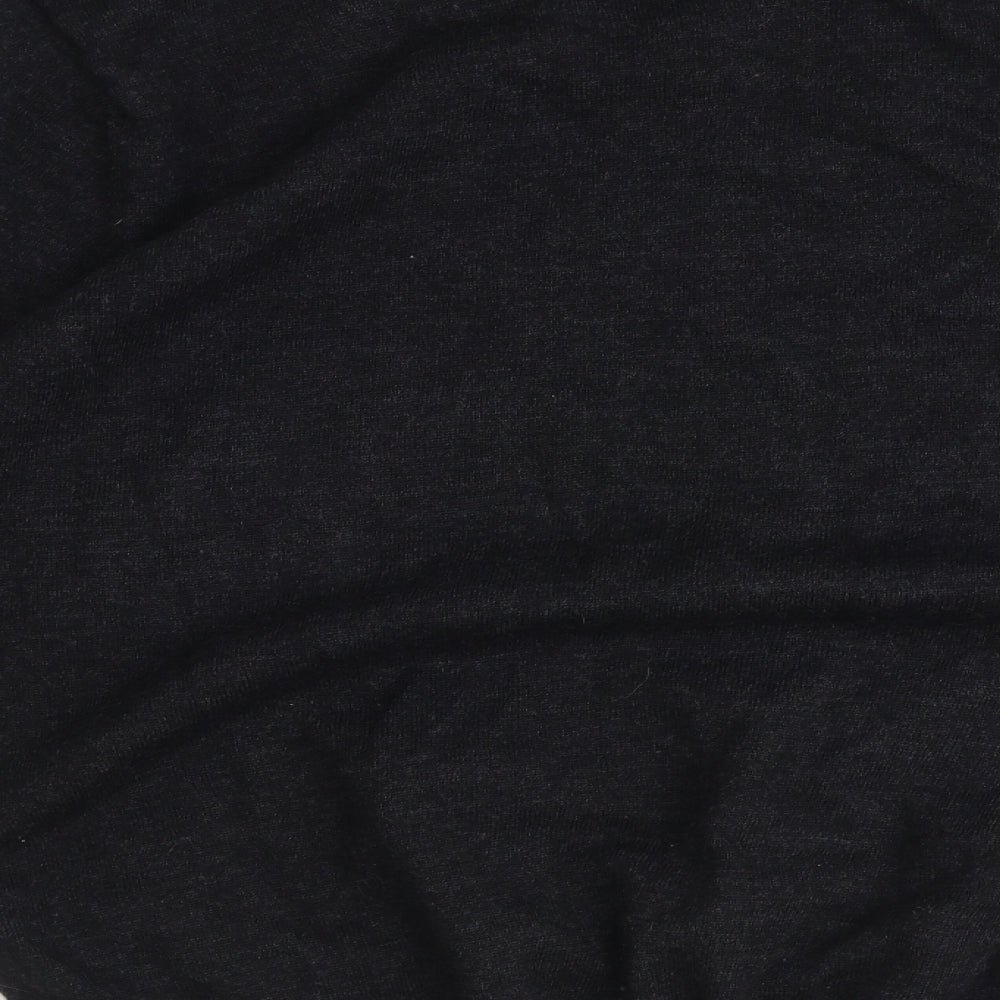 River Island Mens Black Round Neck Acrylic Pullover Jumper Size L Long Sleeve - Elbow Patches