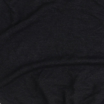 River Island Mens Black Round Neck Acrylic Pullover Jumper Size L Long Sleeve - Elbow Patches