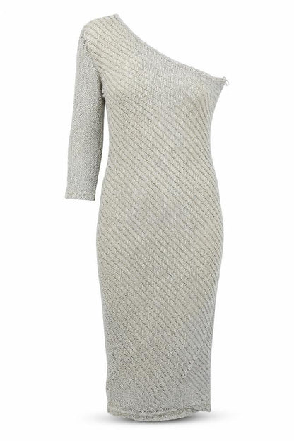 Key Collection Womens Gold Rayon Sheath Size 8 One Shoulder Zip