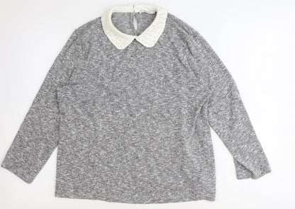 TU Womens Grey Collared Polyester Pullover Jumper Size 14