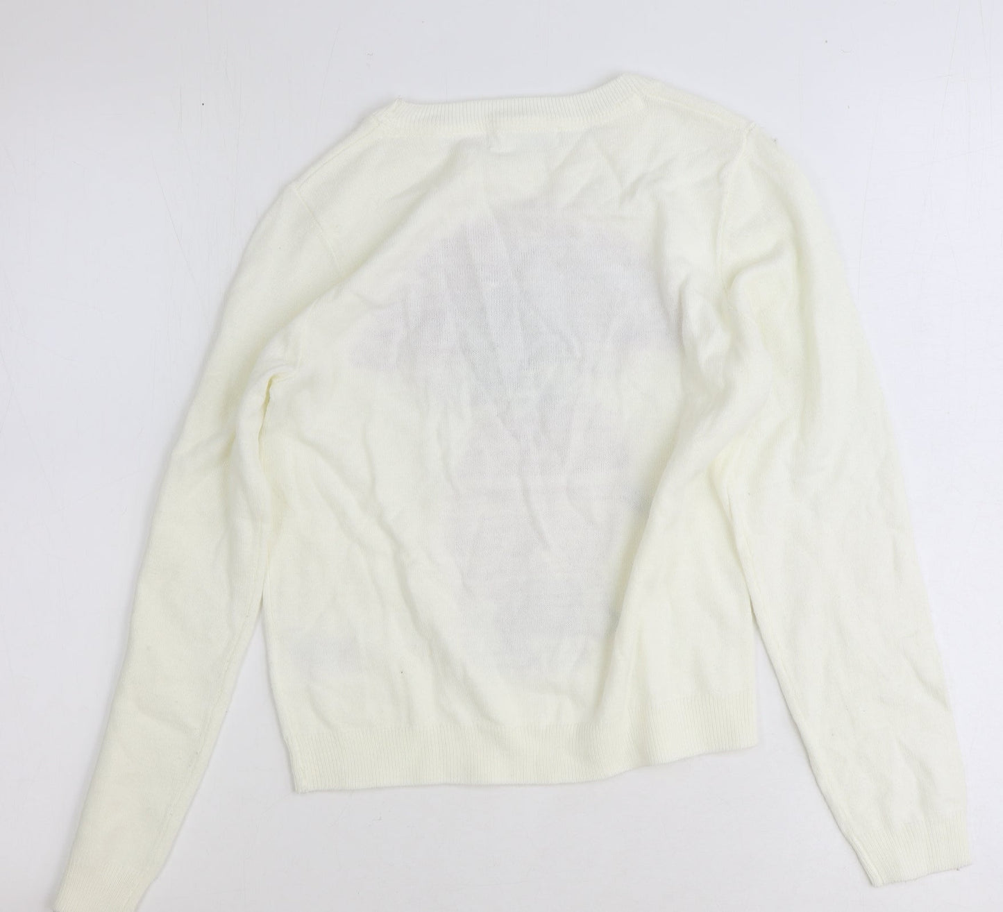 H&M Girls Ivory Round Neck Acrylic Pullover Jumper Size 10-11 Years Pullover - Puppy Holidays