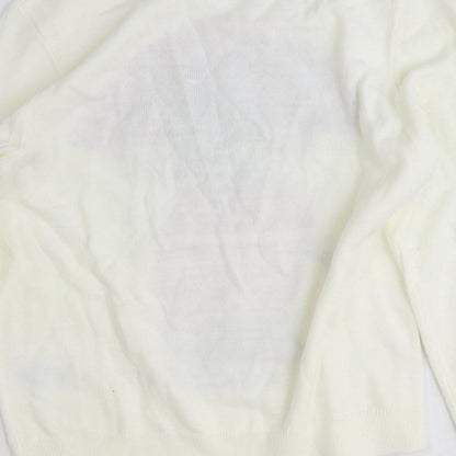 H&M Girls Ivory Round Neck Acrylic Pullover Jumper Size 10-11 Years Pullover - Puppy Holidays