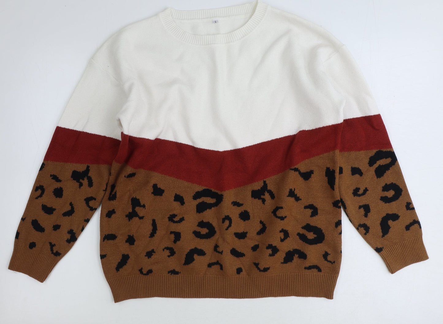 Womens UK Size L Preworn White Pullover Jumper