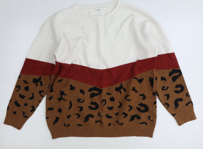 Womens UK Size L Preworn White Pullover Jumper