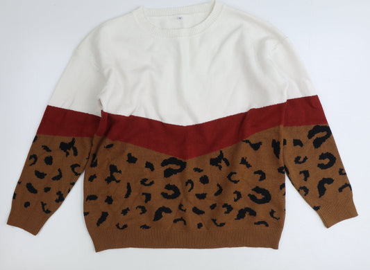 Womens UK Size L Preworn White Pullover Jumper