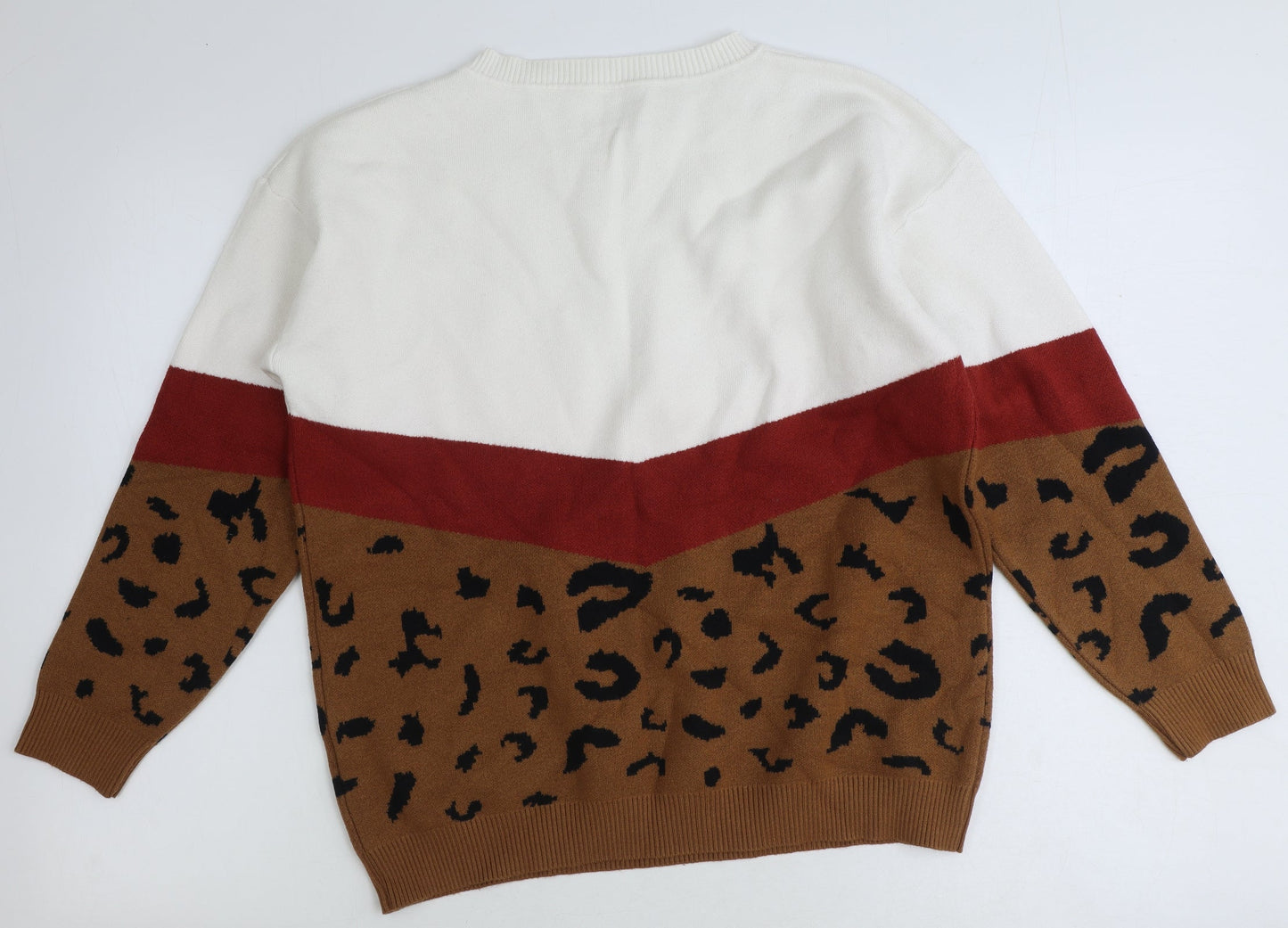 Womens UK Size L Preworn White Pullover Jumper