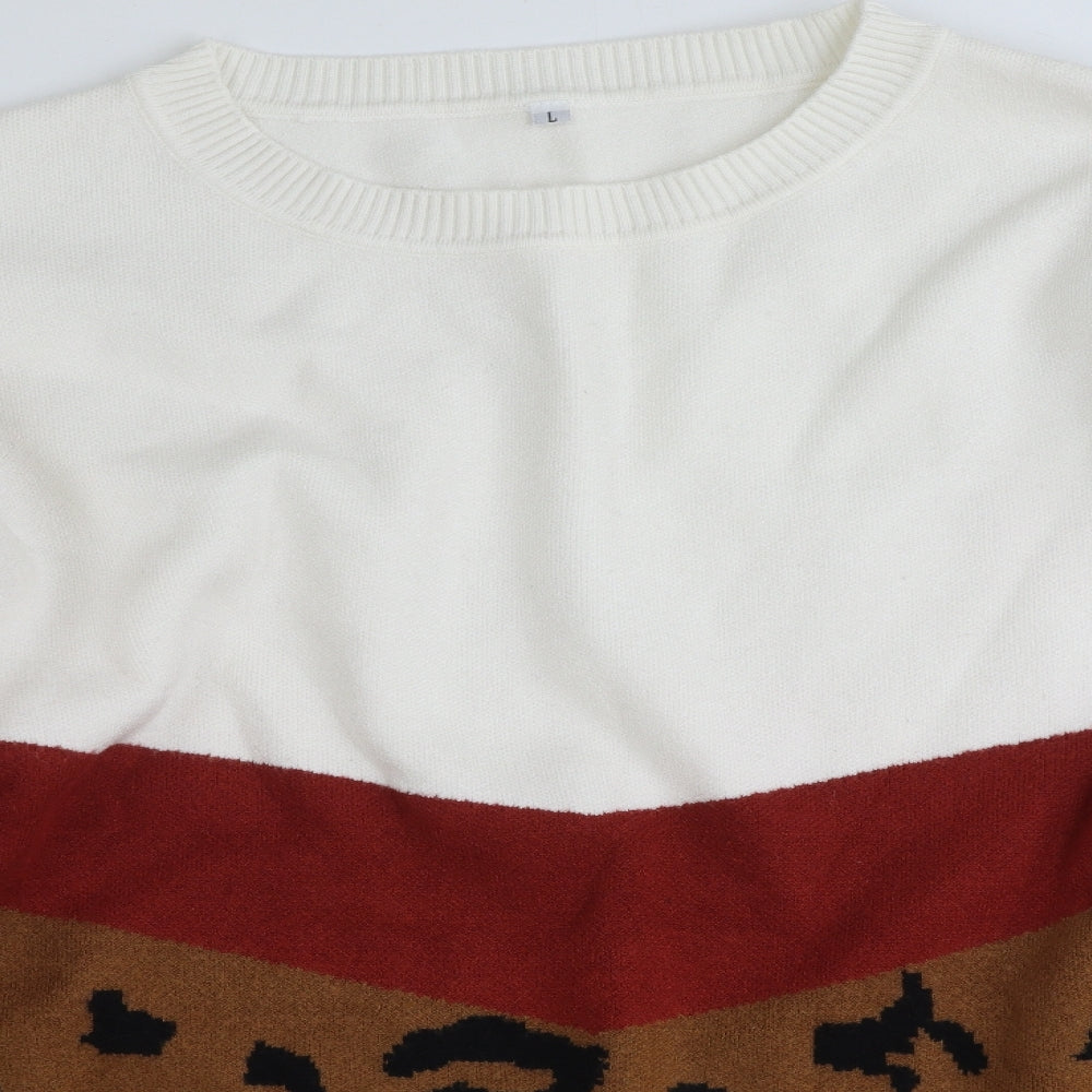 Womens UK Size L Preworn White Pullover Jumper