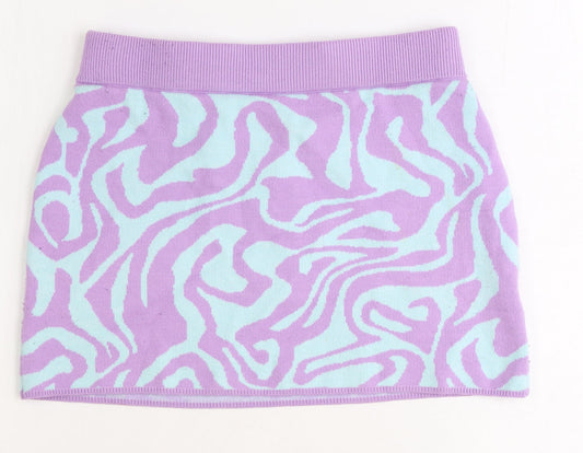 Motel Womens Purple Geometric Viscose Bandage Skirt Size S