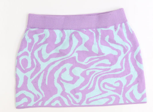 Motel Womens Purple Geometric Viscose Bandage Skirt Size S